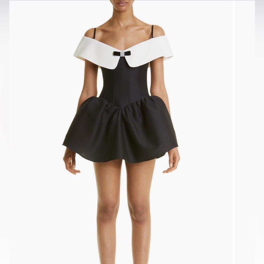Shushu Tong Black and White Off-Shoulder Dress